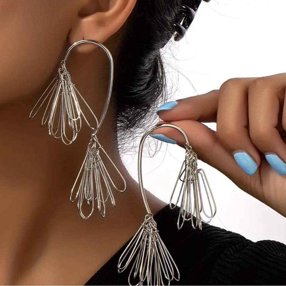 Silver Drop Earrings - Picture 4 of 13